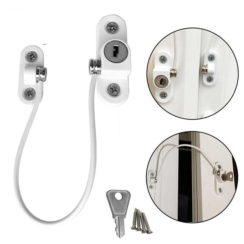 Window Security Chain Lock Window Cable Lock Restrictor Multifunctional Window Lock Door Security Guard for Baby Safety 1Pcs - iztia