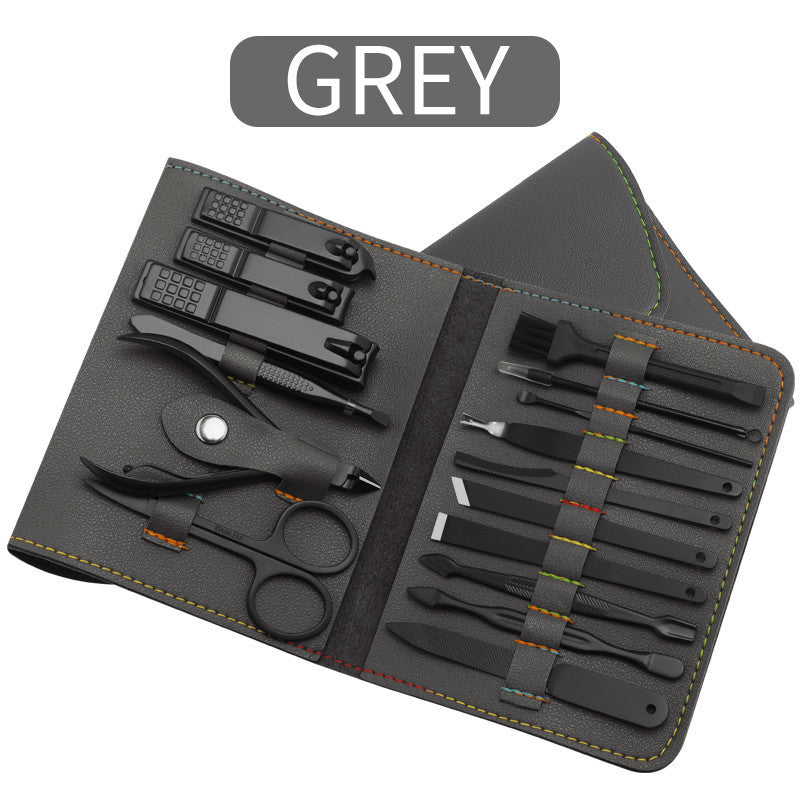 16pcs set Nail Clipper Cutter Trimmer Ear Pick Grooming Kit Manicure Set Pedicure Toe Nail Art Tools Set Kits with Bag - iztia