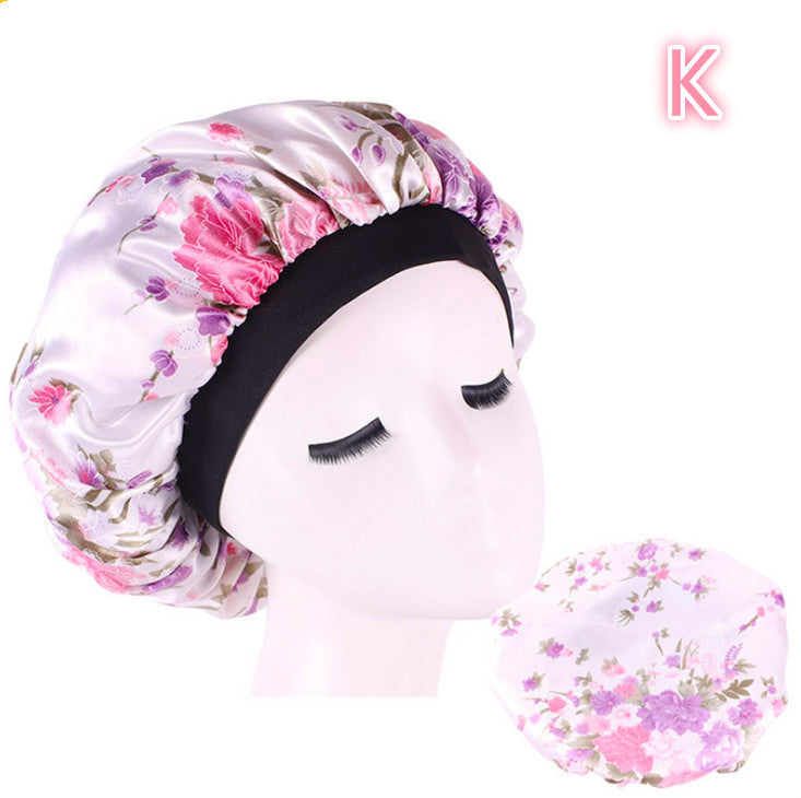 Beauty print Satin silk Bonnet sleep night cap - iztia