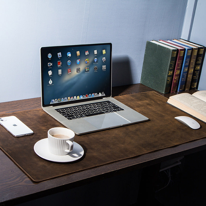 Extra large non-slip desktop computer desk leather pad - iztia
