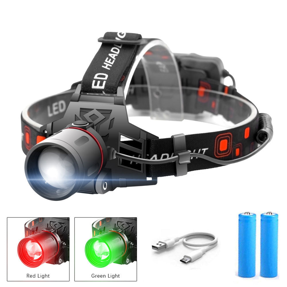 T6 white light green light red light zoom headlight - iztia