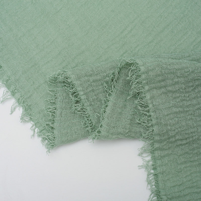 Pure Color Pleated Cotton Scarf Cotton And Linen Scarf - iztia
