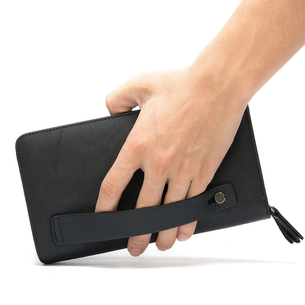 First Layer Cowhide Clutch Double Layer Zipper Wallet - iztia