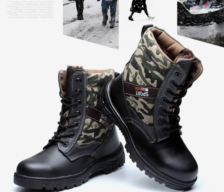 Factory direct labor safety shoes help camouflage winter high plus velvet cold warm comfortable anti smashing puncture proof shoes - iztia