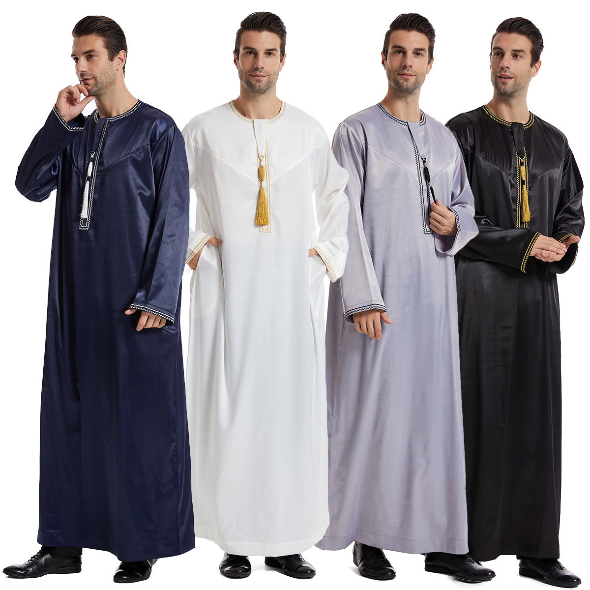 Ethnic Stitching Contrast Color Men's Robe - iztia