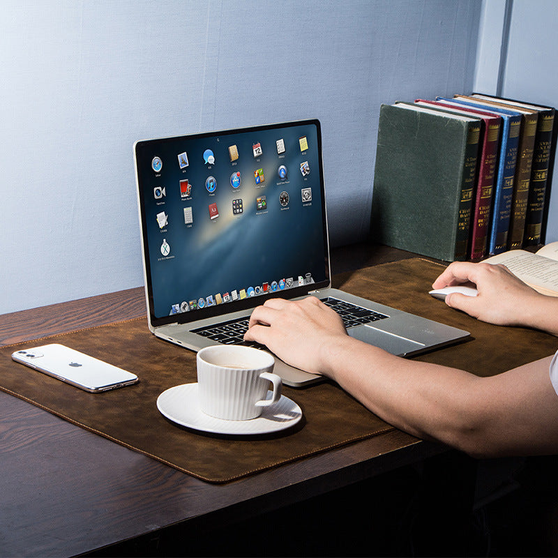 Extra large non-slip desktop computer desk leather pad - iztia