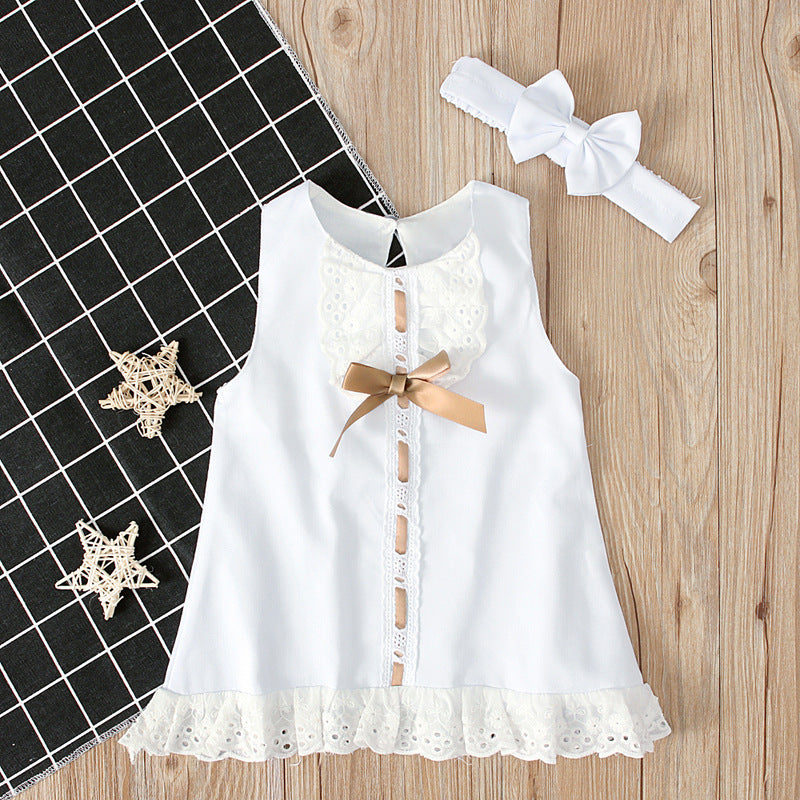 Girls baby sleeveless bow skirt - iztia