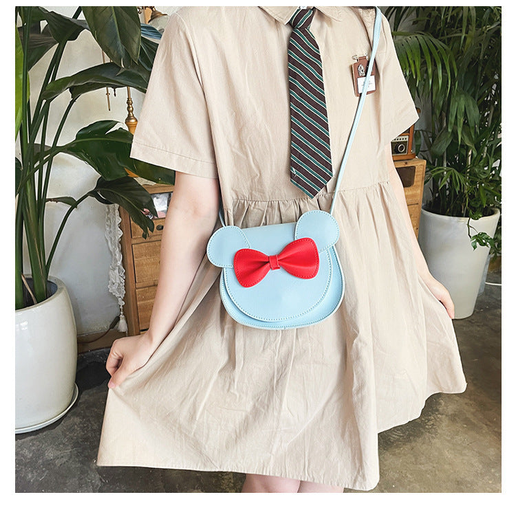 Cute And Adorable Bowknot Soft Girl Student Children's Small Bag Pu Female - iztia