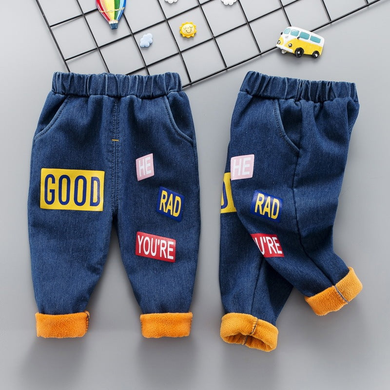 Baby winter plus velvet jeans - iztia