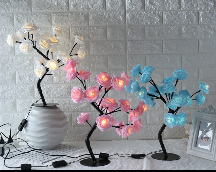 LED Tree Lamp Rose Small Tree Lamp Modeling Lamp Table Lamp - iztia