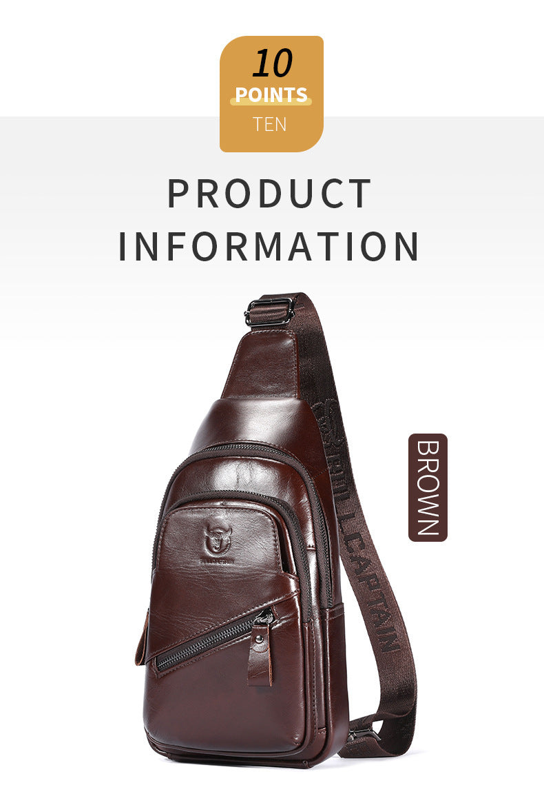Bull Captain High-grade Large-capacity Genuine Leather Men's Shoulder Crossbody - iztia