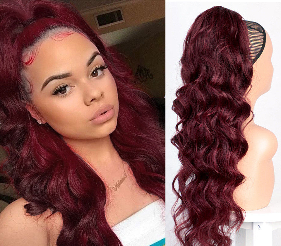 Wig Big Wave Drawstring Ponytail Matte High Temperature Silk Chemical Fiber Wig - iztia