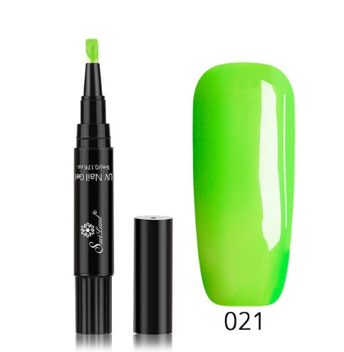 3 In 1 Gel Nail Varnish Pen Glitter One Step Nail Art Gel Polish Hybrid - iztia