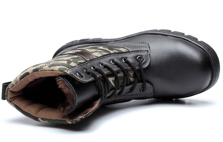 Factory direct labor safety shoes help camouflage winter high plus velvet cold warm comfortable anti smashing puncture proof shoes - iztia