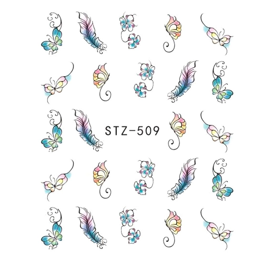 1pcs Nail Sticker Butterfly Flower Water Transfer Decal Sliders for Nail Art Decoration Tattoo Manicure Wraps Tools Tip JISTZ508 - iztia