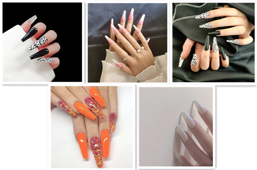 Long Ballet Nails With Flat And Pointed Water Droplets - iztia
