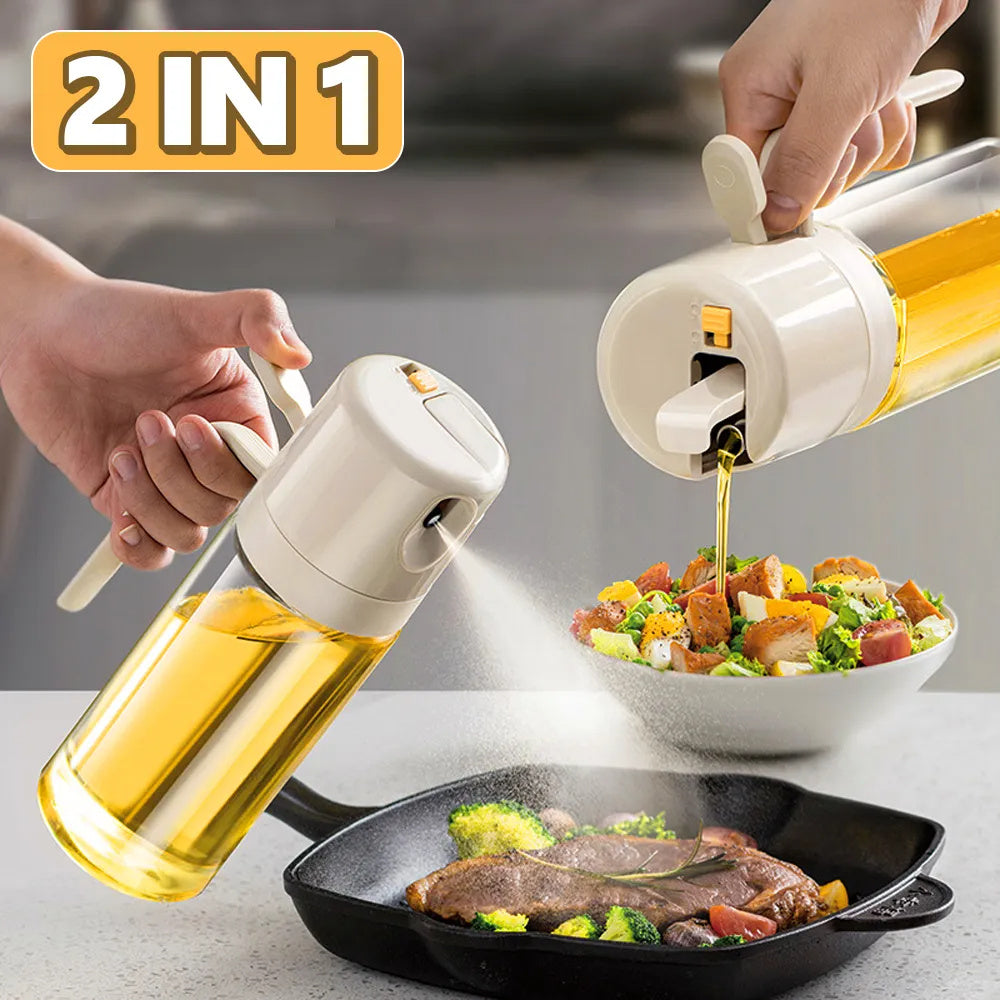 2 In 1 Oil Sprayer Bottle BBQ Cooking Oil Dispenser Olive Oil Pourers Sprayer Kitchen Baking Oil Mister Vinegar Bottle - iztia