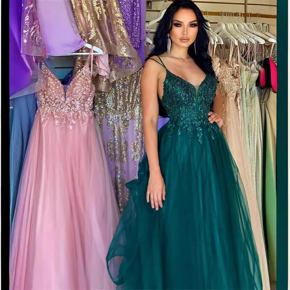 Dark Green Banquet Host Evening Dress - iztia