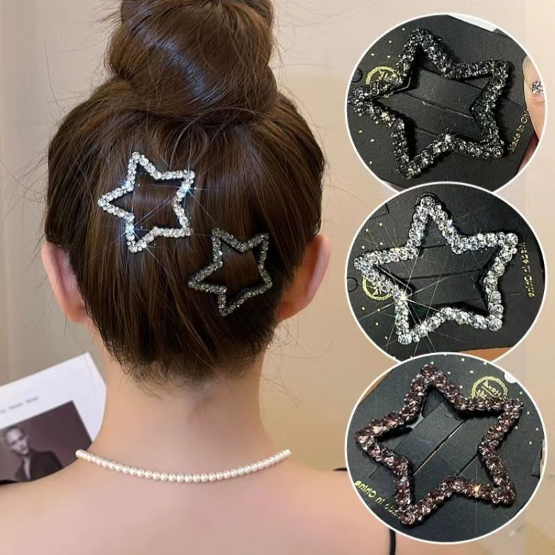 High-end Simple Rhinestone Star Hairpin Sweet Cool Female Headdress - iztia