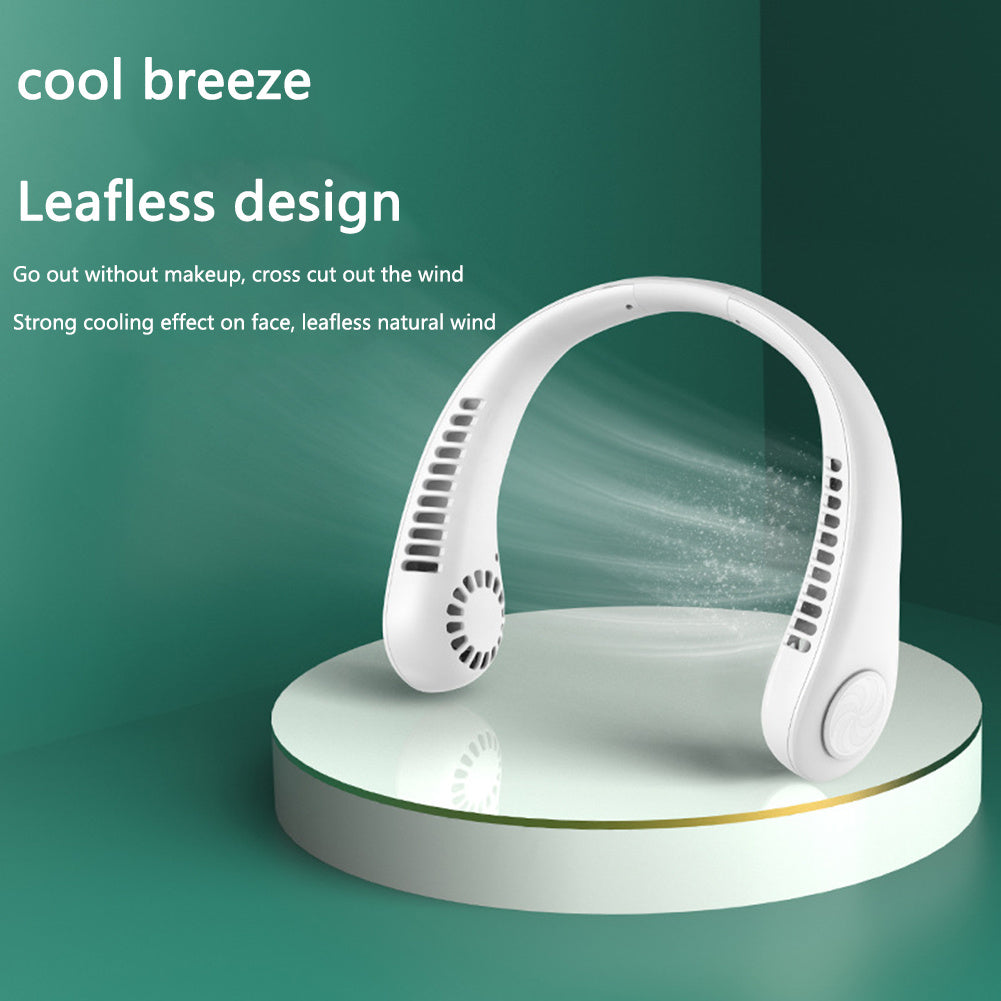 Hanging Neck Fan Portable Cooling Fan USB Leafless 360 Degree Neckband Fan 78 Surround Air Outlets 4000Mah Rechargeable - iztia