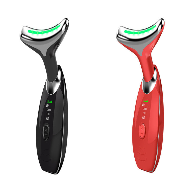Neck Face Beauty Device Colorful LED Photon Therapy Skin Tighten Reduce Double Chin Anti Wrinkle Remove Lifting Massager - iztia