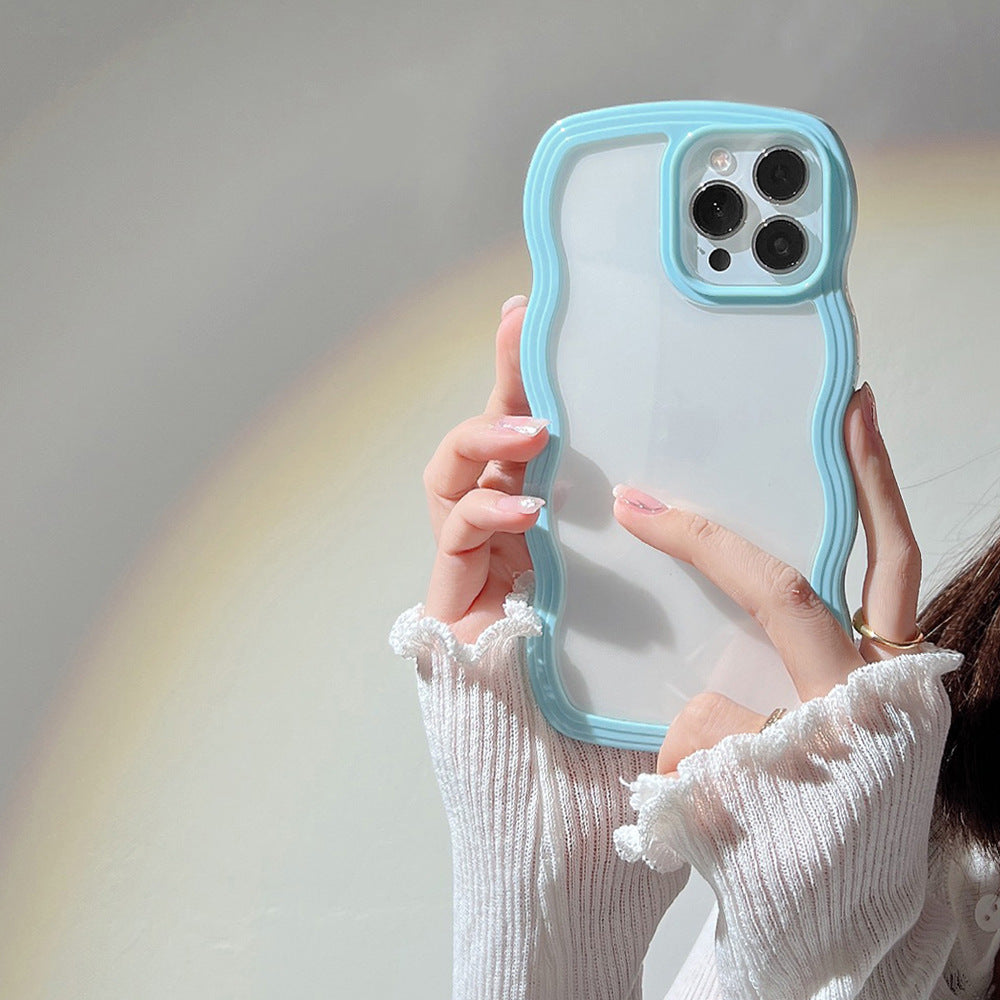 Wave Border Mobile Phone Case Solid Color Simple Candy Color - iztia