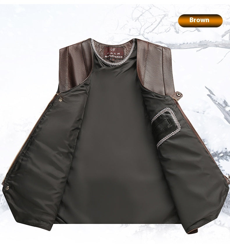 Genuine Leather Vest Man First Layer Cowhide Motorcycle Clothing - iztia