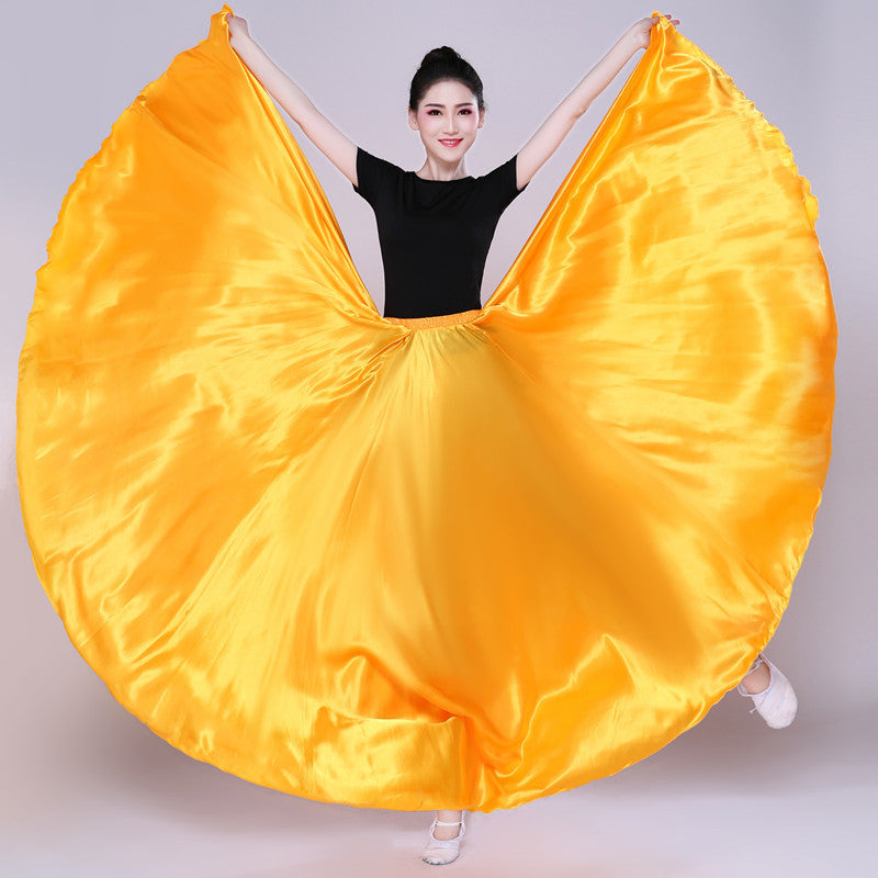 Simple Solid Color Performance Skirt With Large Swing - iztia