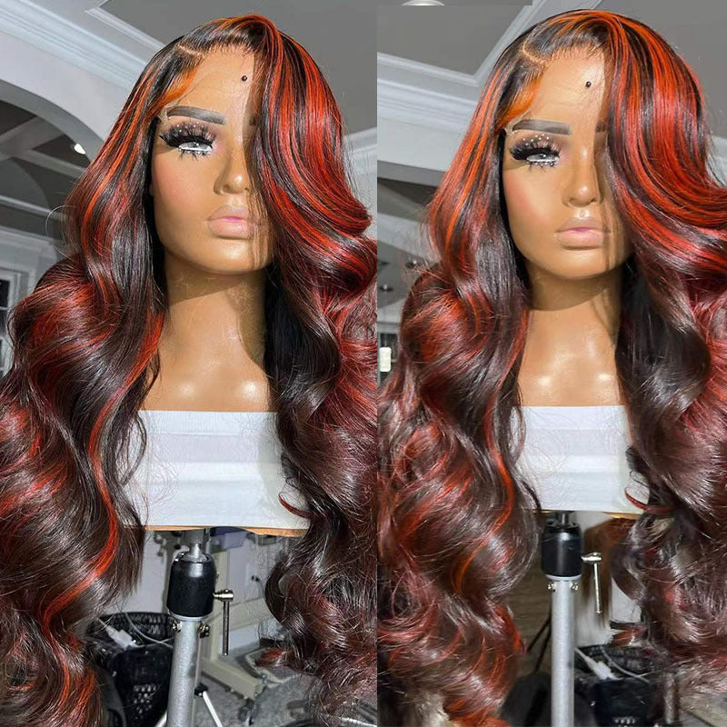 Lace Frontal Burgundy Highlight 13X4 4x4 Closure Wigs - iztia