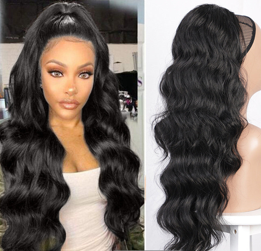 Wig Big Wave Drawstring Ponytail Matte High Temperature Silk Chemical Fiber Wig - iztia