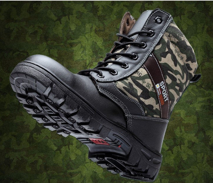 Factory direct labor safety shoes help camouflage winter high plus velvet cold warm comfortable anti smashing puncture proof shoes - iztia