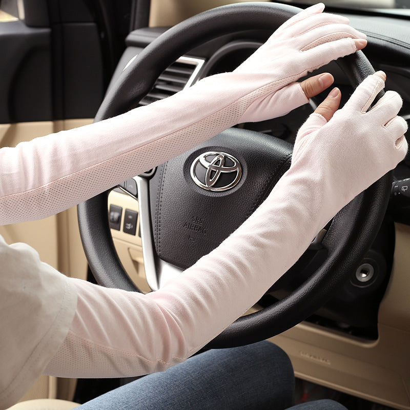 Driving Sun Protection Gloves Women's Thin Cotton Oversleeves - iztia