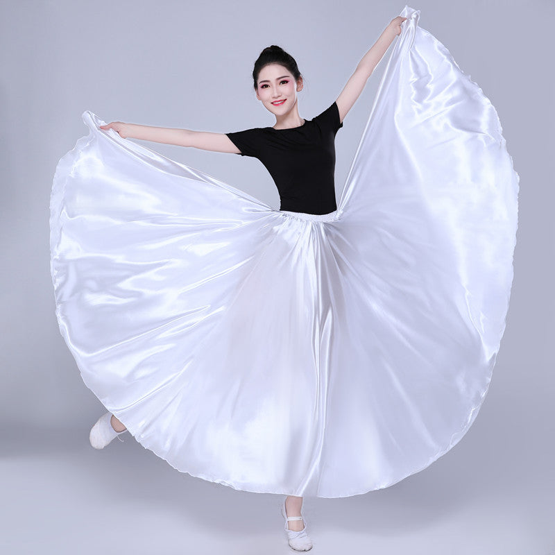 Simple Solid Color Performance Skirt With Large Swing - iztia