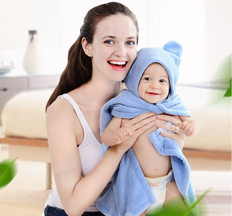 Cotton baby care hooded bath towel - iztia