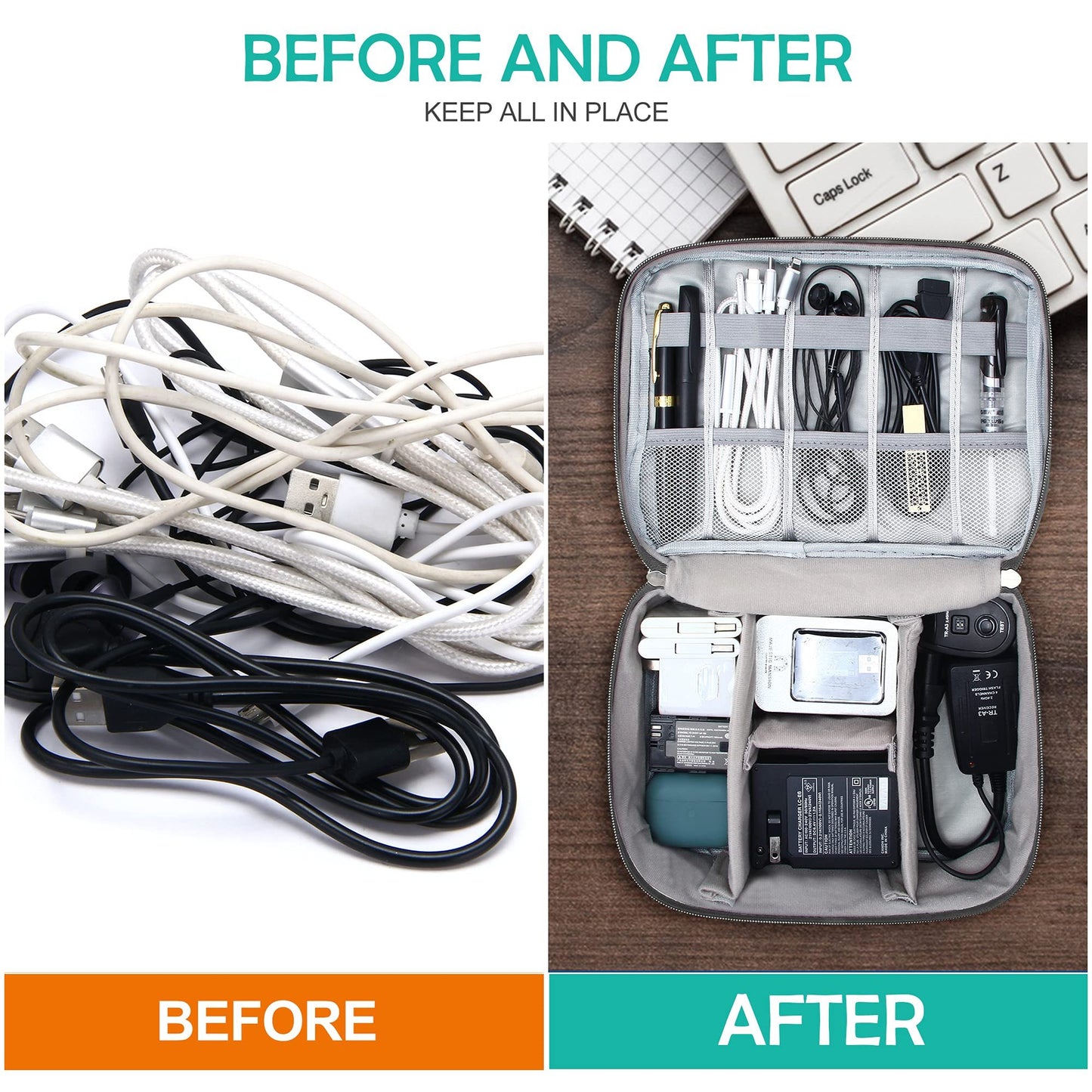 Electronics Organizer Travel Cable Organizer Bag Waterproof Portable Digital Storage Bag Electronic Accessories Case Cable Charger Organizer Case - iztia