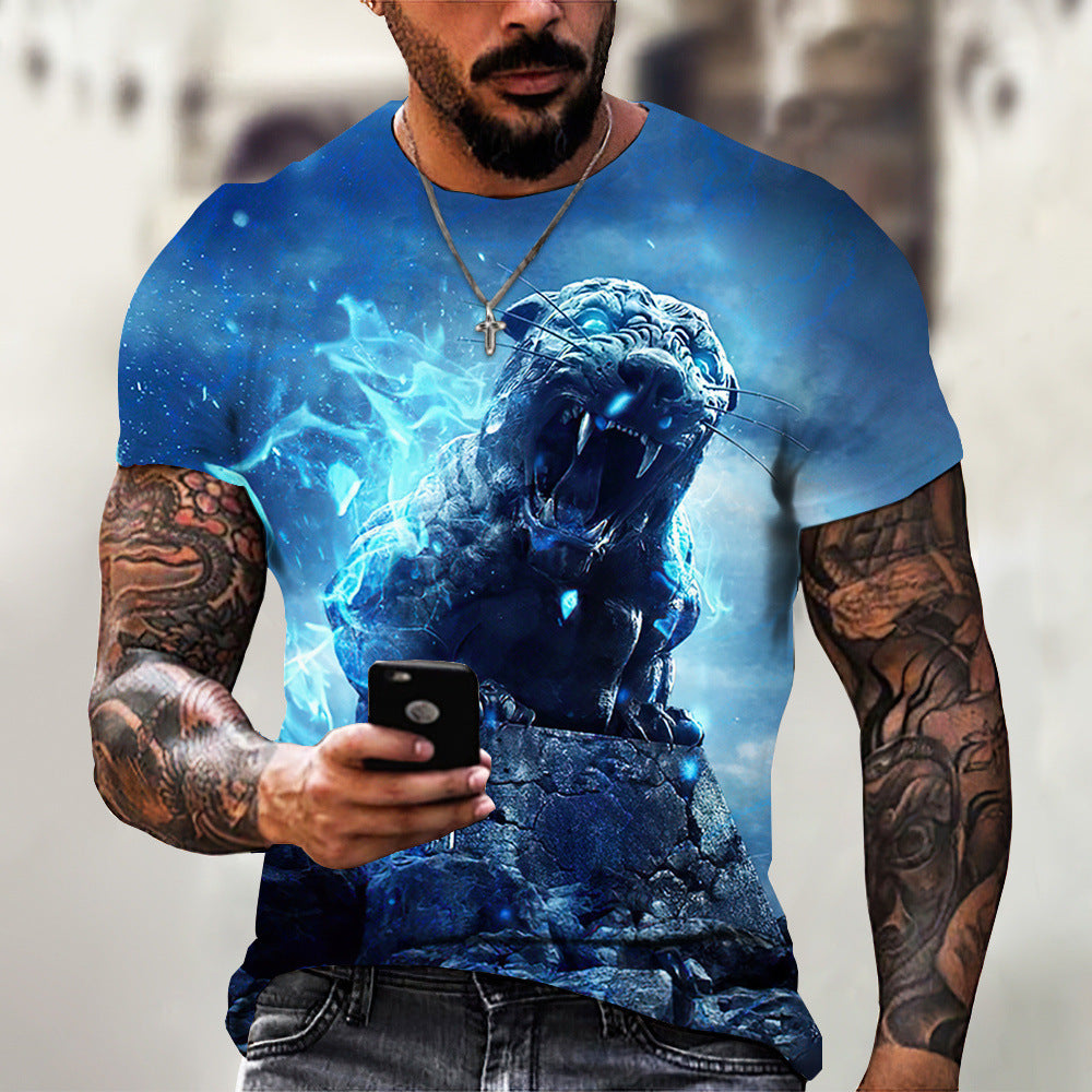 Animal Beast Lion 3D Printed Summer Men's T-shirt - iztia