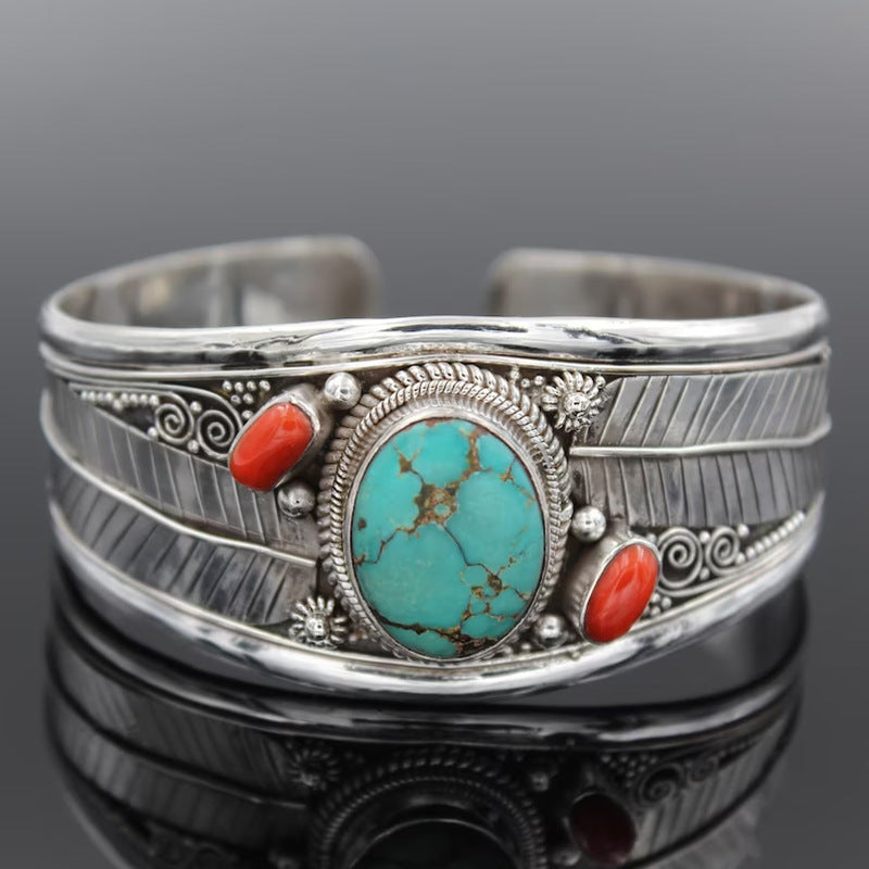 Fashion Jewelry Bohemian Style Turquoise Vintage Pattern Bracelet - iztia