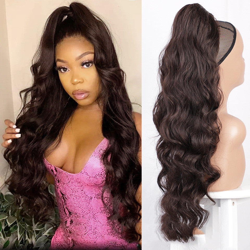 Wig Big Wave Drawstring Ponytail Matte High Temperature Silk Chemical Fiber Wig - iztia