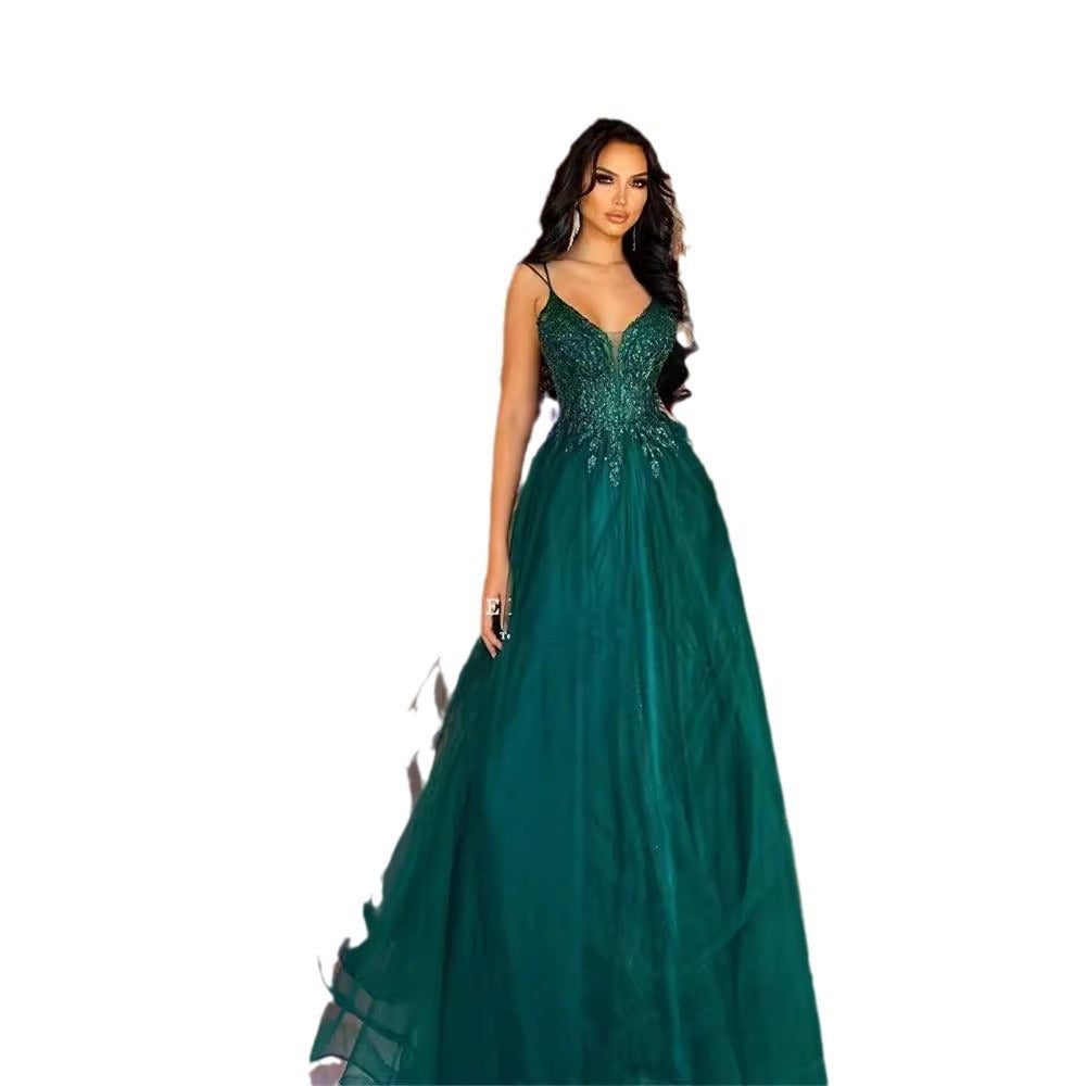 Dark Green Banquet Host Evening Dress - iztia