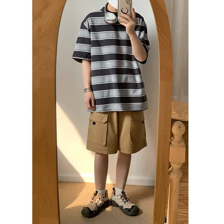 Men's Summer Japanese Vintage Stripe T-shirt - iztia