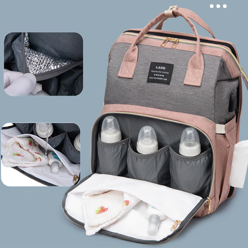 New Mummy Baby Crib Backpack Large Capacity Out Milk Insulated Bag Women - iztia