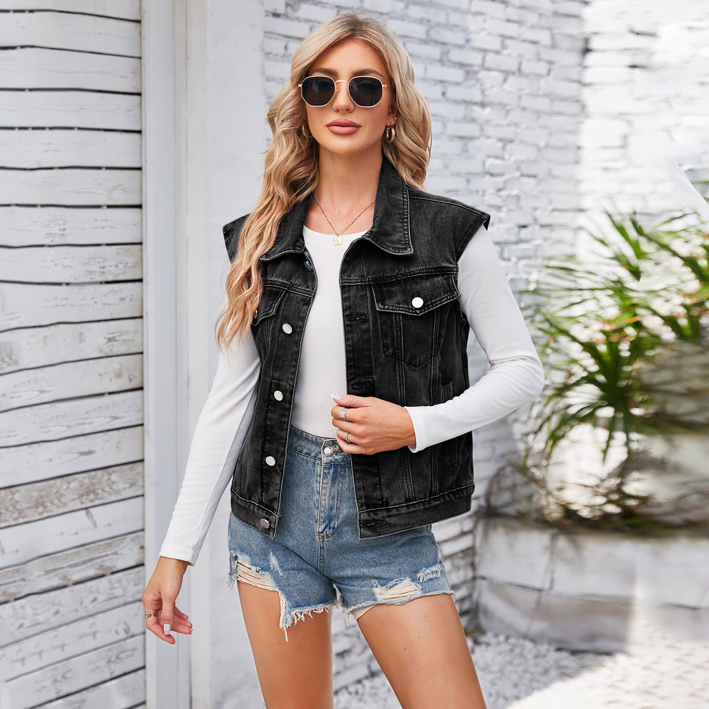 Denim Waistcoat Vest Top For Women - iztia