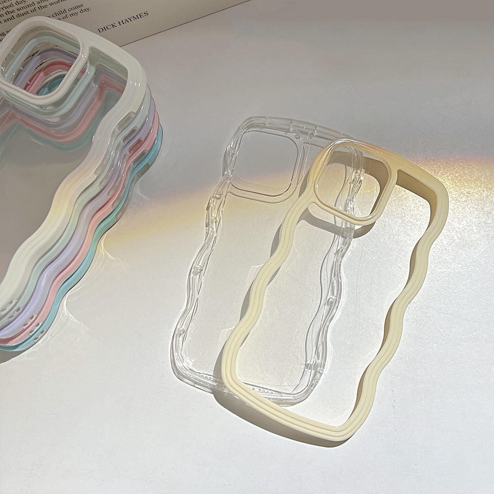 Wave Border Mobile Phone Case Solid Color Simple Candy Color - iztia