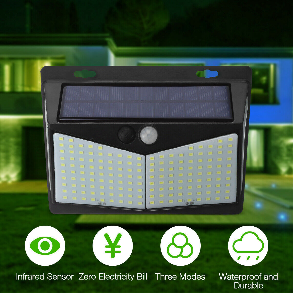 Iztia® 3000LM Solar Outdoor Lights: 188 LED Motion Sensor, IP65 Waterproof Floodlights, 270° Wide Angle Wall Lighting