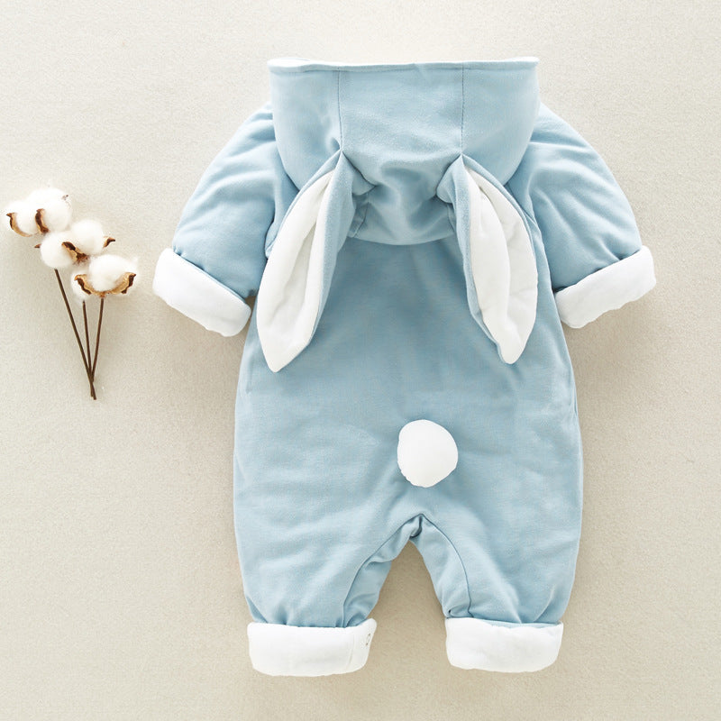 The new cotton padded cotton baby romper thickened chinchilla hooded cotton baby Onesies newborn go climbing clothes - iztia
