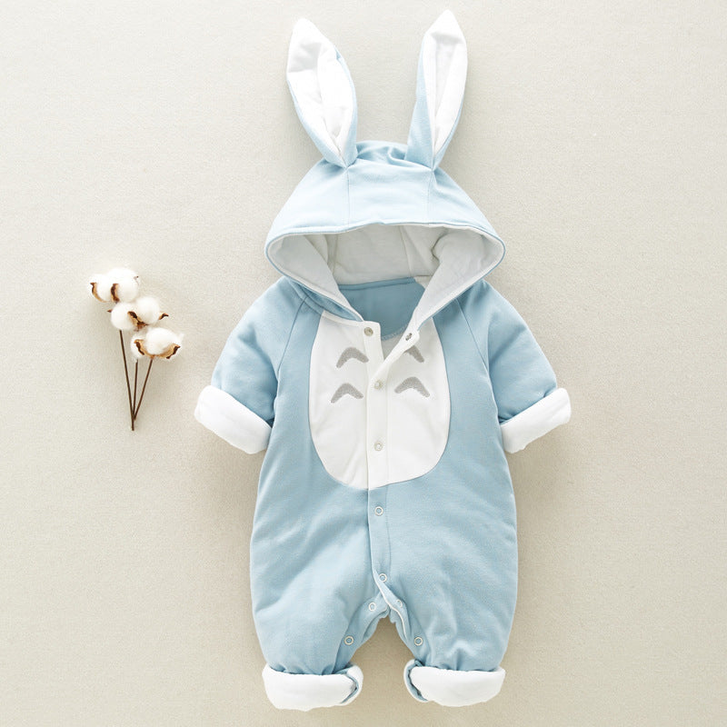 The new cotton padded cotton baby romper thickened chinchilla hooded cotton baby Onesies newborn go climbing clothes - iztia
