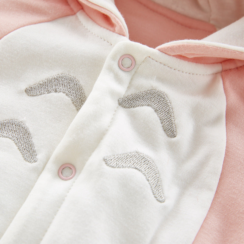 The new cotton padded cotton baby romper thickened chinchilla hooded cotton baby Onesies newborn go climbing clothes - iztia