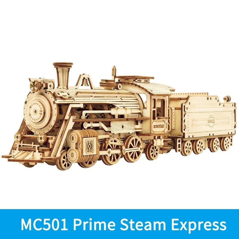 Robotime ROKR Train Model 3D Wooden Puzzle Toy Assembly Locomotive Model Building Kits for Children Kids Birthday Christmas Gift - iztia