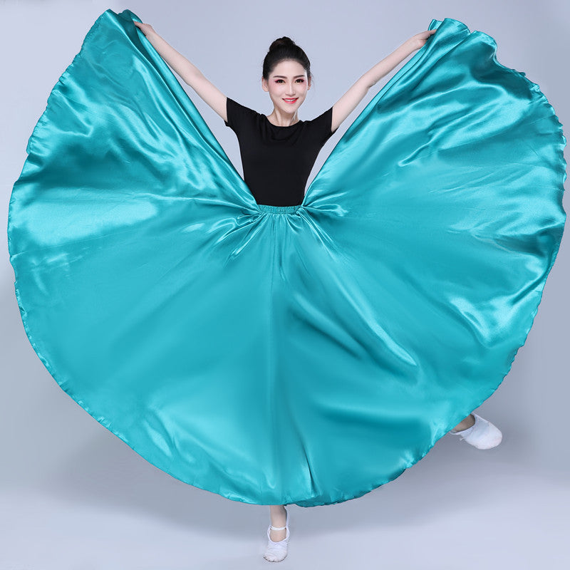Simple Solid Color Performance Skirt With Large Swing - iztia