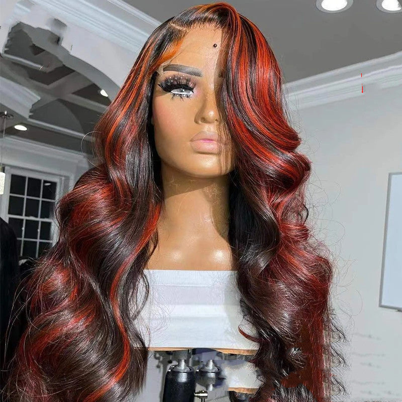 Lace Frontal Burgundy Highlight 13X4 4x4 Closure Wigs - iztia